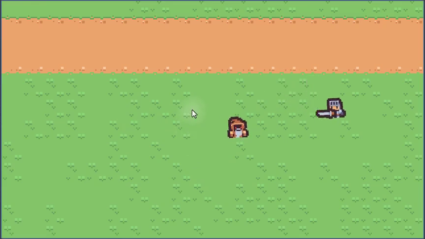 How to Build a Godot Weapon System With Mouse Aiming 29 Godot game running with the player character swinging the sword in its attack animation near an enemy.