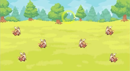 Godot game window showing six Sparchu monsters spawned in the battle scene, with three player monsters on the left facing right and three enemy monsters on the right facing left.