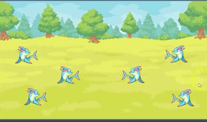 The battle scene running with the monster texture dynamically loaded from the MonsterResource id.