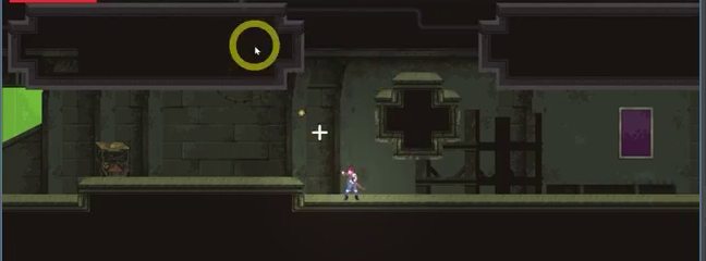 Running game viewport showing an explosion triggered when a rocket projectile collides with the environment.