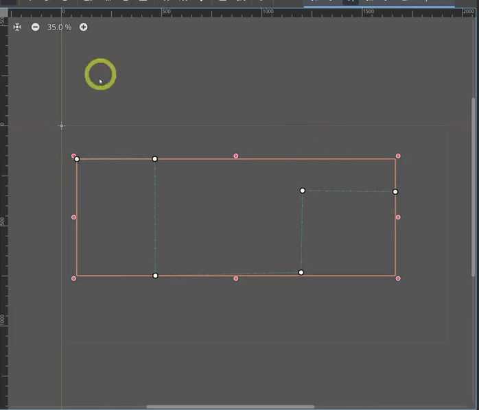 Godot 2D viewport showing a Path2D curve drawn across the full level scene, zig-zagging across the screen as the route enemies will follow.