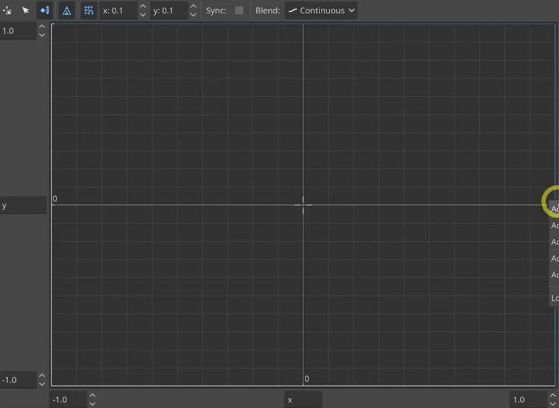 The FishingBlendSpace 2D blend grid where directional fishing idle animations are placed.