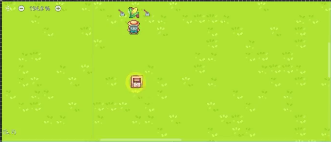 A house drawn in the game viewport with a gap in its center before the empty tile is enabled.