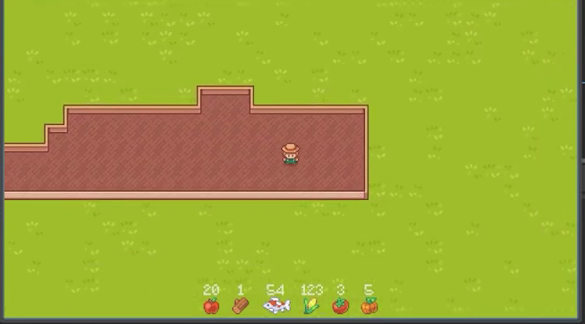 The running game with the player stopped and facing downward after pressing M to enter build mode.