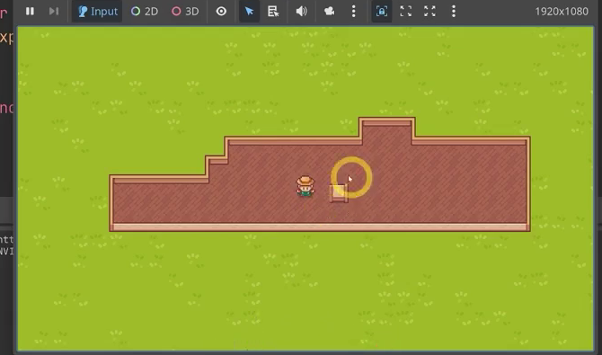 The build preview sprite offset to the right of the player character after applying a grid offset.