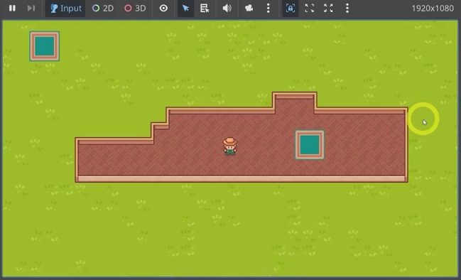 Running game showing a placed object appearing in the wrong position at the top-left corner of the scene.
